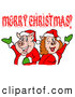Vector of a Happy Cartoon Pig Couple Wearing Santa Outfits While Celebrating Merry Christmas by LaffToon