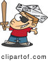 Vector of a Happy Cartoon Pirate Boy Playing with a Newspaper Hat and Sword by Toonaday