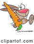 Vector of a Happy Cartoon Rabbit Running with a Huge Carrot by Toonaday