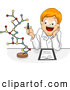 Vector of a Happy Cartoon School Boy Working on a Molecule Model by BNP Design Studio