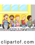 Vector of a Happy Cartoon School Children Boarding a Bus by BNP Design Studio