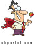 Vector of a Happy Cartoon Super Man Tossing an Apple up While Smiling by Toonaday