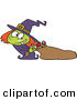 Vector of a Happy Cartoon Witch with a Heavy Sack of Halloween Candy by Toonaday