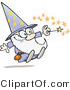 Vector of a Happy Cartoon Wizard Casting a Spell with His Magic Wand by Gnurf