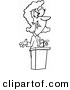 Vector of a Happy Cartoon Woman Speaking at a Podium - Coloring Page Outline by Toonaday