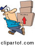 Vector of a Happy Caucasian Mover Man Carrying Boxes by Toonaday