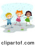 Vector of a Happy Diverse Kids Playing in the Rain by BNP Design Studio