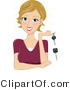 Vector of a Happy Girl with a New Set of Car Keys by BNP Design Studio