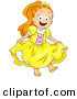 Vector of a Happy Halloween Cartoon Girl in a Princess Costume by BNP Design Studio