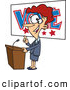 Vector of a Happy Happy Cartoon Female Politician Giving a Vote Themed Speech Before an Election by Toonaday