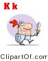 Vector of a Happy Knight with Upper and Lowercase Letter K by Hit Toon
