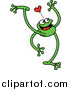 Vector of a Happy Long Legged Green Frog Under a Love Heart - Cartoon Design by Zooco