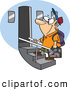 Vector of a Happy Male Cartoon Tourist Boarding an Airplane with a Backpack by Toonaday