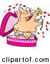 Vector of a Happy Man Jumping out of a Pink Love Heart Surprise Box by Toonaday