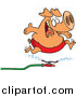 Vector of a Happy Pig Leaping over Water Sprinkler - Cartoon Design by Toonaday