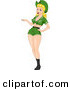 Vector of a Happy Pin-up Girl Wearing St. Patrick's Day Daisy Dukes Outfit with a Hat by BNP Design Studio