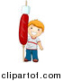 Vector of a Happy Red Haired Boy Holding a Giant Hot Dog with a Marshmallow on a Stick by BNP Design Studio