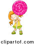 Vector of a Happy Red Haired Girl Carrying a Giant Loli Pop by BNP Design Studio