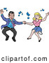 Vector of a Happy Rockabilly Man and Lady Jive Dancing by LaffToon