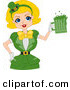 Vector of a Happy St. Patrick's Day Pin-up Girl Serving Green Beer in a Mug by BNP Design Studio