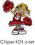 Vector of a Happy Young Cheerleader Practiving with Red Pom Poms by Chromaco