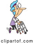 Vector of a Healthy Cartoon Granny Running with a Walker by Toonaday