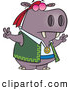 Vector of a Hippie Cartoon Hippo Gesturing Peace Signs with His Hands by Toonaday