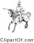 Vector of a Historic Black and White Knight Jousting on Horse by C Charley-Franzwa