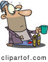 Vector of a Homeless Cartoon Man Holding a Money Cup out by Toonaday