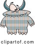 Vector of a Horned Cartoon Plaid Monster with Spots by Toonaday