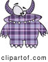 Vector of a Horned Cartoon Purple Plaid Monster with Spots by Toonaday