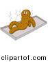 Vector of a Hot Gingerbread Man Getting up from a Warm Cookie Sheet by LaffToon