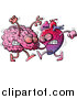 Vector of a Human Heart Character Fighting with a Brain by Zooco