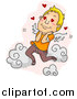 Vector of a Infatuated Blond White Man in the Clouds over Pink by BNP Design Studio