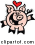 Vector of a Infatuated Pig Smiling and Laughing by Zooco