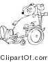 Vector of a Injured Cartoon Dog in a Wheelchair - Line Drawing by Djart