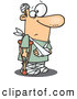 Vector of a Injured Cartoon Man with a Crutch, Broken Arm, and Bandages Around His Head and Feat by Toonaday