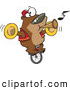 Vector of a Intelligent Cartoon Bear Playing Music While Riding a Unicycle by Toonaday