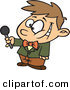 Vector of a Interviewing Cartoon Boy Holding out a Microphone While Smiling by Toonaday