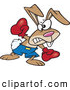 Vector of a Intimidating Cartoon Boxer Rabbit Punching with Boxing Gloves on by Toonaday