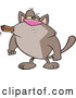Vector of a Intimidating Cartoon Cat Smoking a Cigar with His Fists Balled by Toonaday