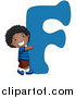 Vector of a Kid Beside Alphabet Letter F by BNP Design Studio
