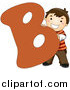 Vector of a Kid Letter B with a Brunette Little Boy by BNP Design Studio