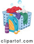 Vector of a Laundry Detergent Beside a Hamper with Clothes by BNP Design Studio