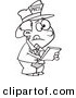 Vector of a Listening Cartoon Reporter Boy Taking Notes - Coloring Page Outline by Toonaday