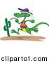Vector of a Lizard Running like a Human Through a Desert - Cartoon Style by Toonaday