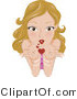 Vector of a Loving Girl Blowing Heart Kisses from Her Red Lips by BNP Design Studio