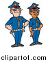 Vector of a Male Caucasian Police Officer Standing Proudly with His Black Female Partner by LaffToon