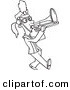 Vector of a Marching Cartoon Girl Playing a Trombone - Coloring Page Outline by Toonaday