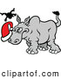 Vector of a Mean Cartoon Rhino Attacking Santa Hat by Zooco
